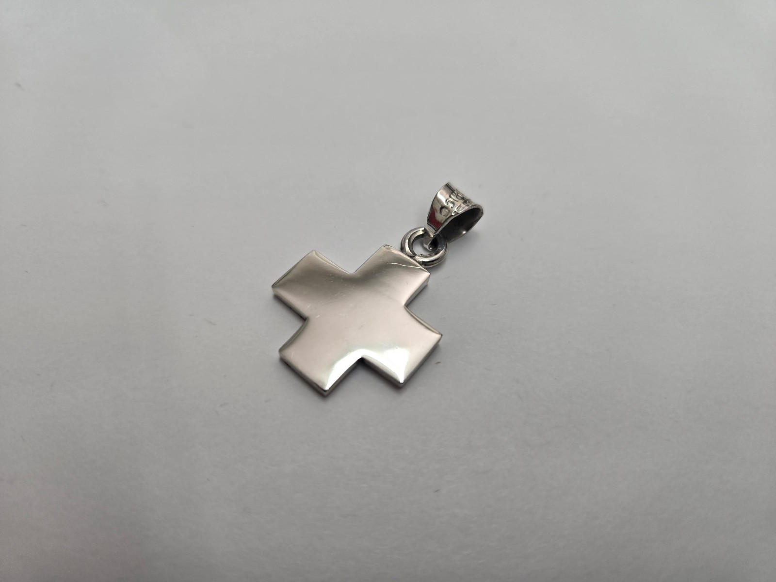 925 Sterling Silver Flat Plain Wide Greek Cross Pendant 7/8 Inch (22mm) Tall