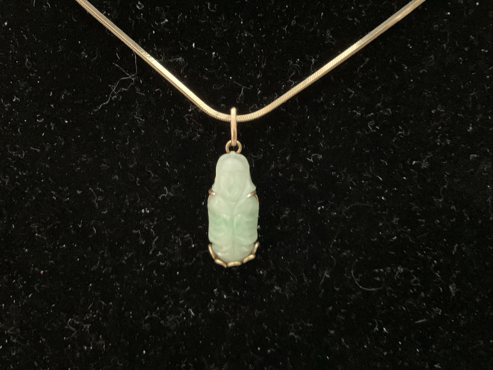 Estate 18k YG Icy Translucent Green Jadeite Jade Buddha Pendant 2.69 Gr
