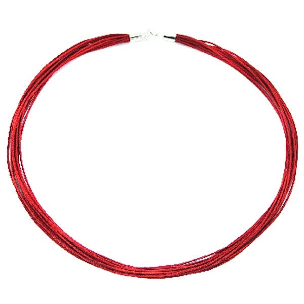 NEW 925 Sterling Silver Clasped Red Cotton Bundle Necklace Strings Multi Strands