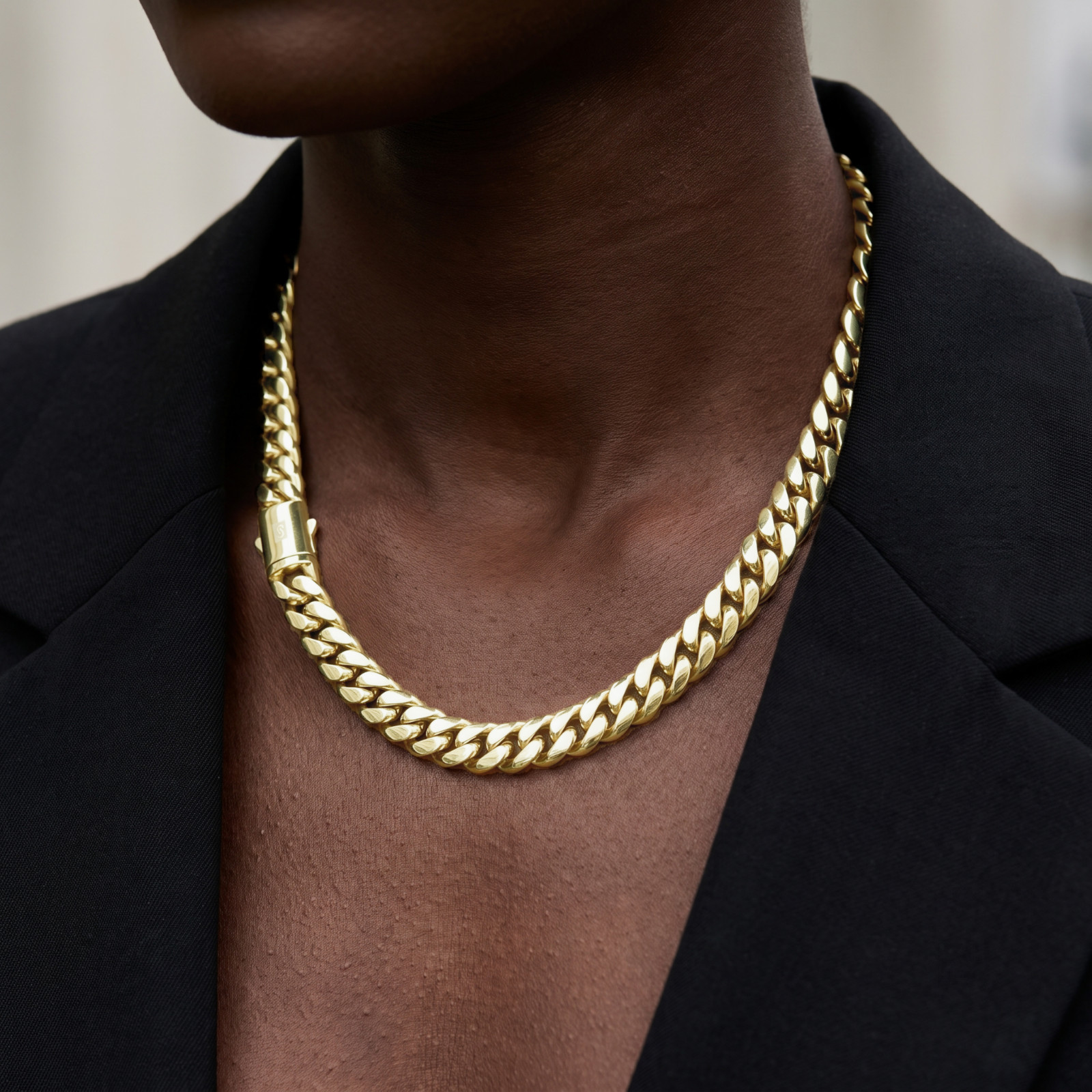 14K Gold Stainless Steel Cuban Link Chain for Men or Women No Tarnish & Durable