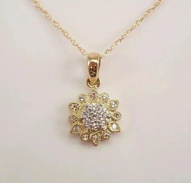 Lab Grown Diamond Snowflake 2.20ct Pendant 14K Yellow Gold Plated Free Chain