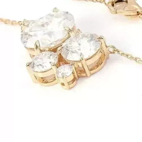 Women’s Wedding Necklace 2Ct Oval Cut 14K Yellow Gold Plated Lab Created Diamond