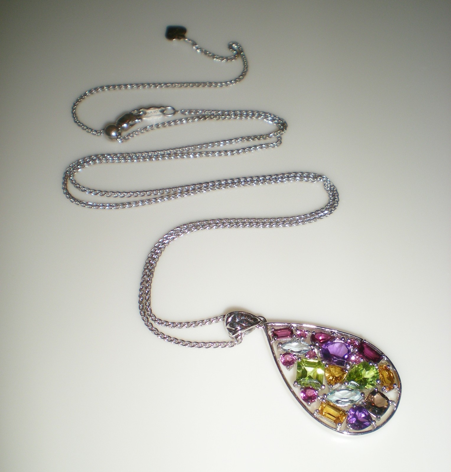 KAY Jeweler Sterling Silver Multi-Shape Natural Gemstone Teardrop Necklace 💎