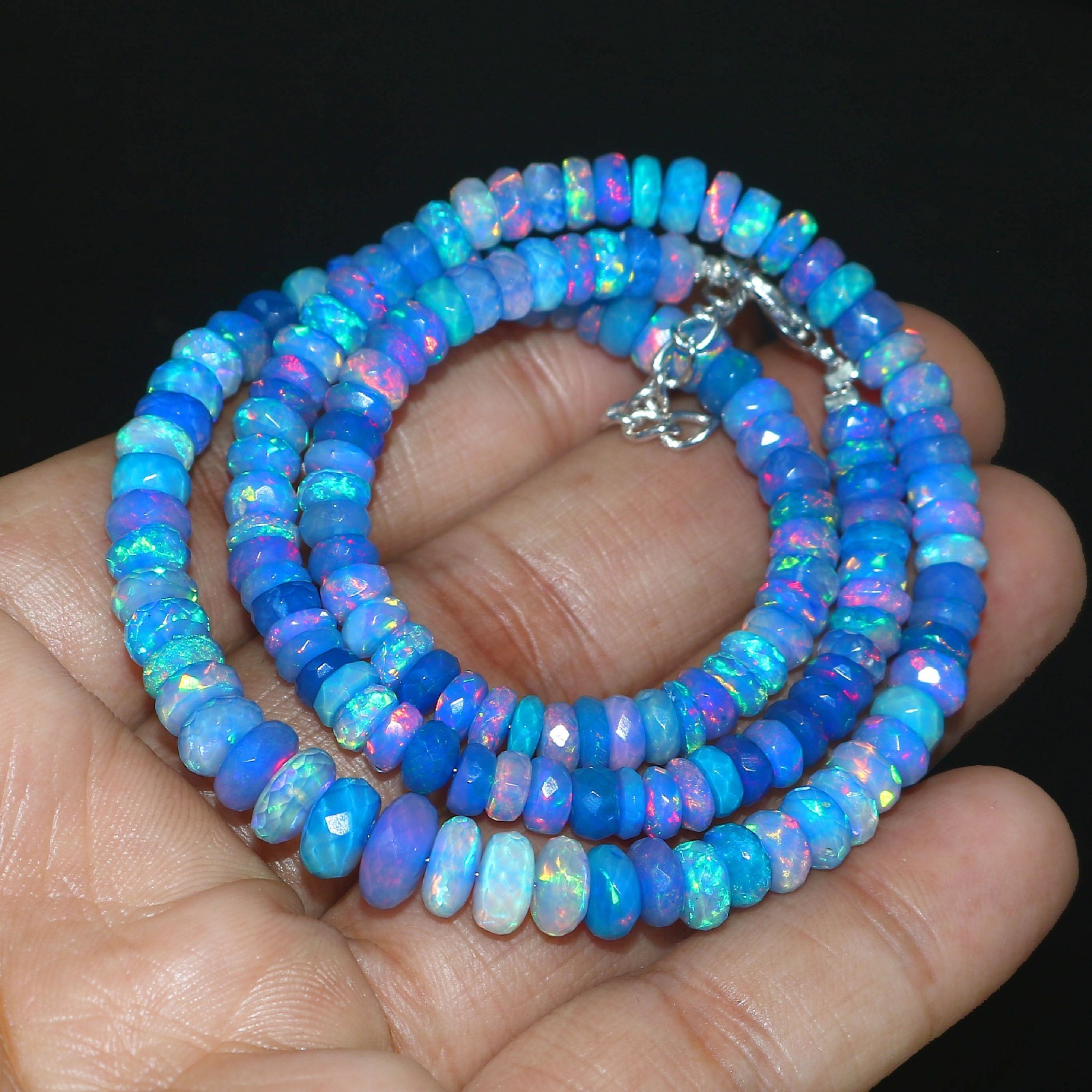 Natural Opal Beads Rondelle Opal beads Blue Color Opal Necklace Gift For Dad