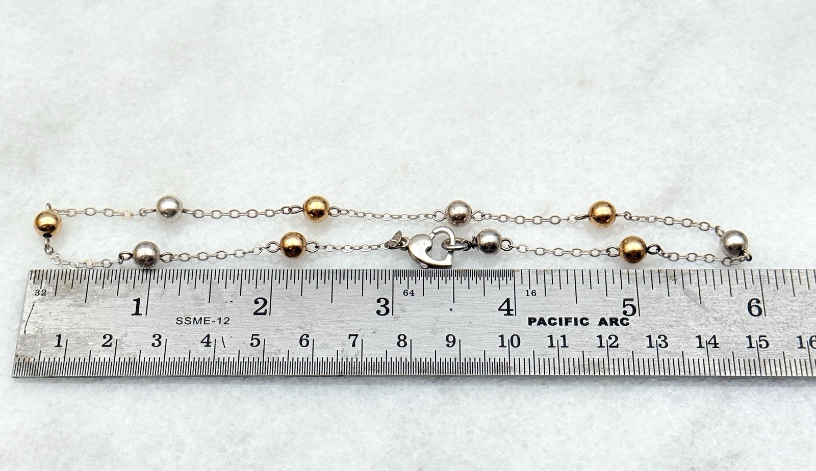 Designer Sterling Silver 14K Gold Two Tone Ball Bead Station Chain Necklace 12”
