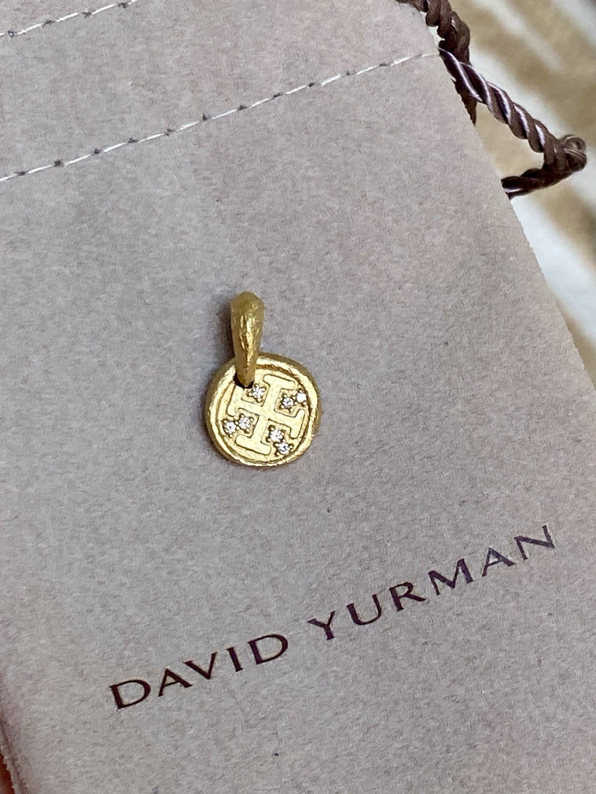 David Yurman 18K Yellow Cognac Gold Diamond Shipwreck Pendant Pouch