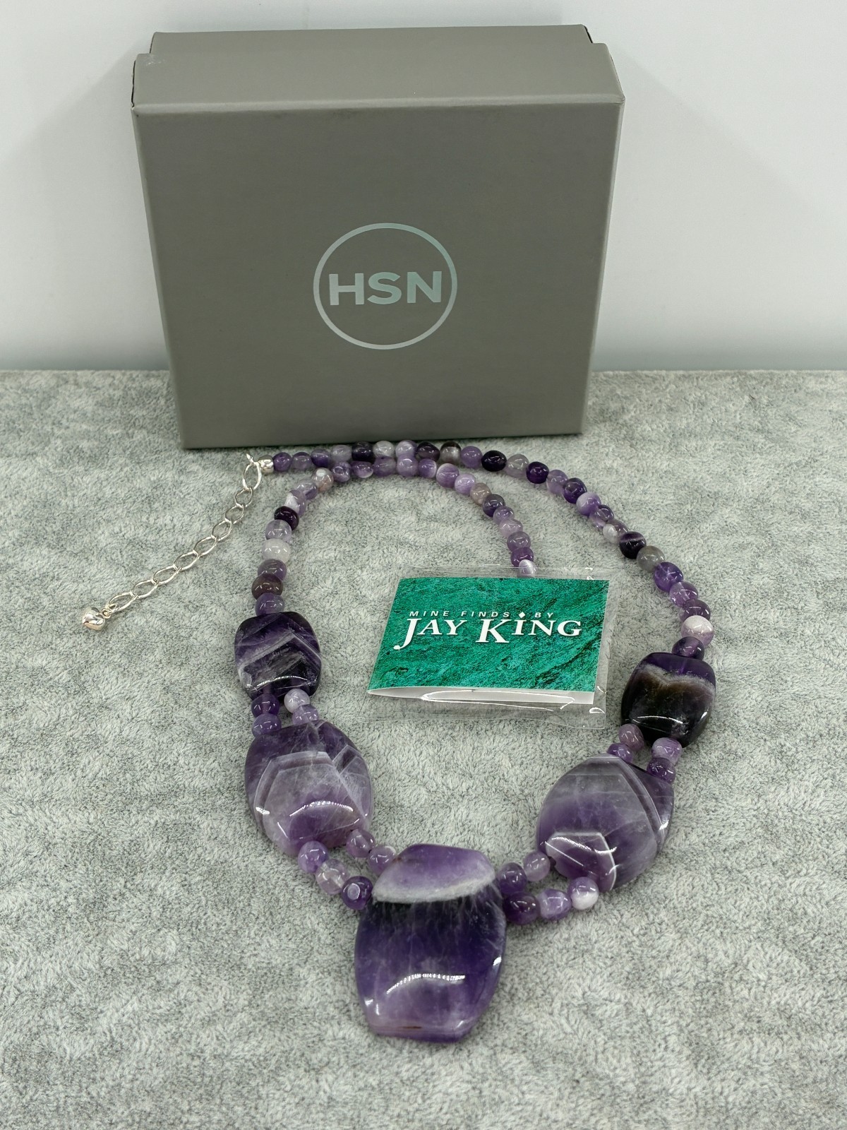 Jay King DTR Cape Amethyst Beaded Station Necklace Sterling Silver HSN Purple