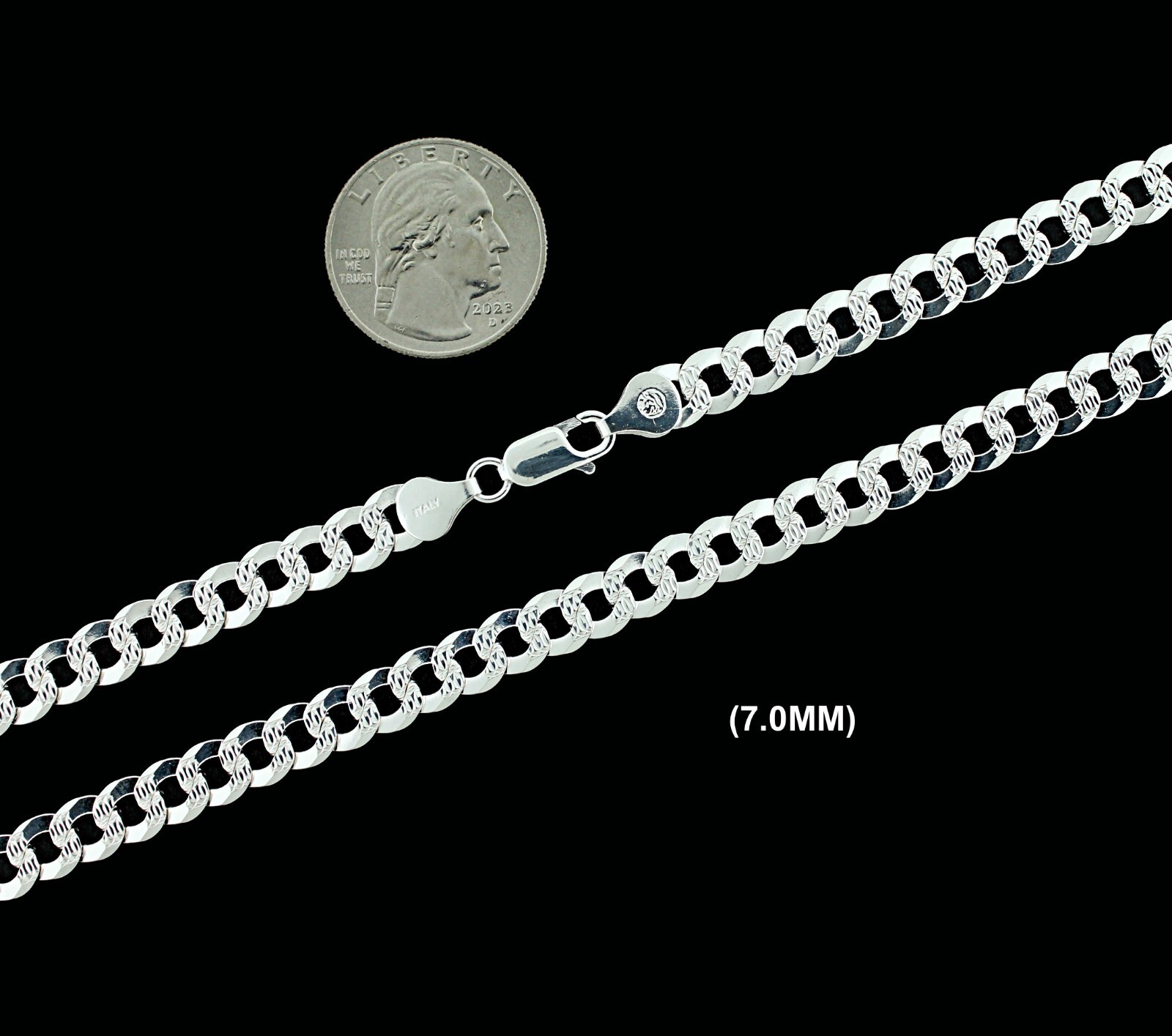 Mens SOLID 925 Sterling Silver DIAMOND CUT CUBAN CURB Chain Bracelet or Necklace