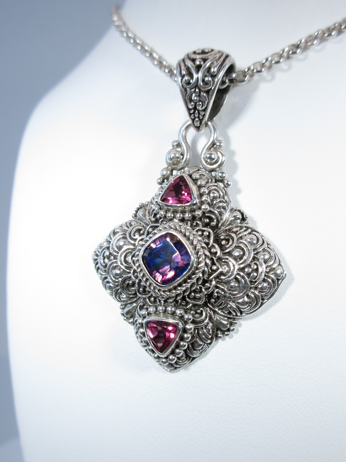 Sarda Sterling Silver in Purple Mystic Quartz & Pink Mystic Topaz Pendant
