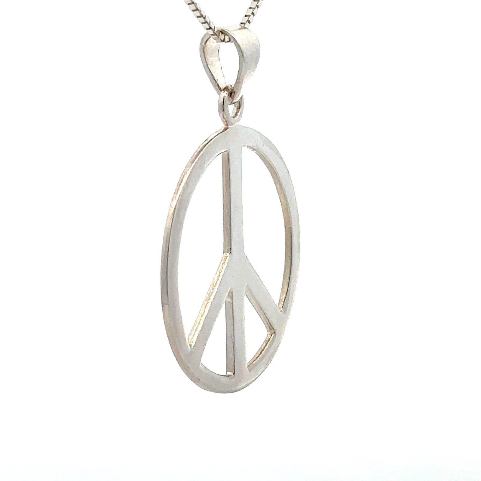 Sterling Silver Peace Sign Pendant (1 1/4 x 1 1/2 Inch)
