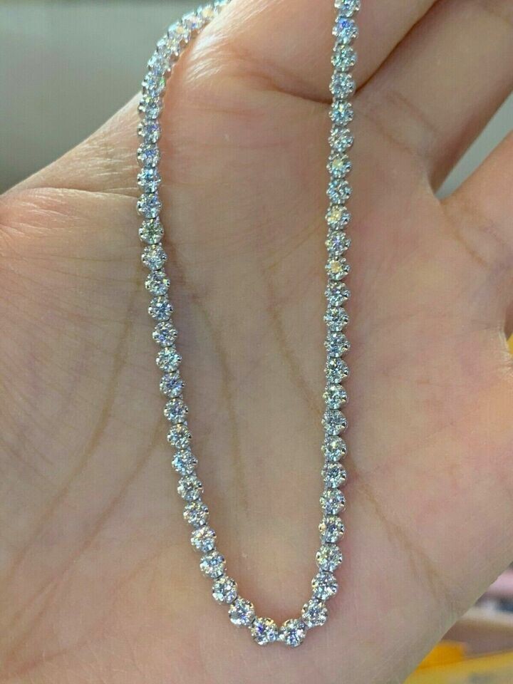 12Ct Round Cut Diamond Tennis Choker Eternity Necklace 18K White Gold Plated 18″