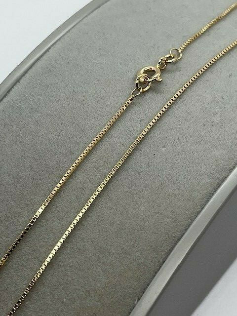 9ct Yellow Gold 1mm Box Venetian Link Chain 22″ / 55cm Chain (G53V)