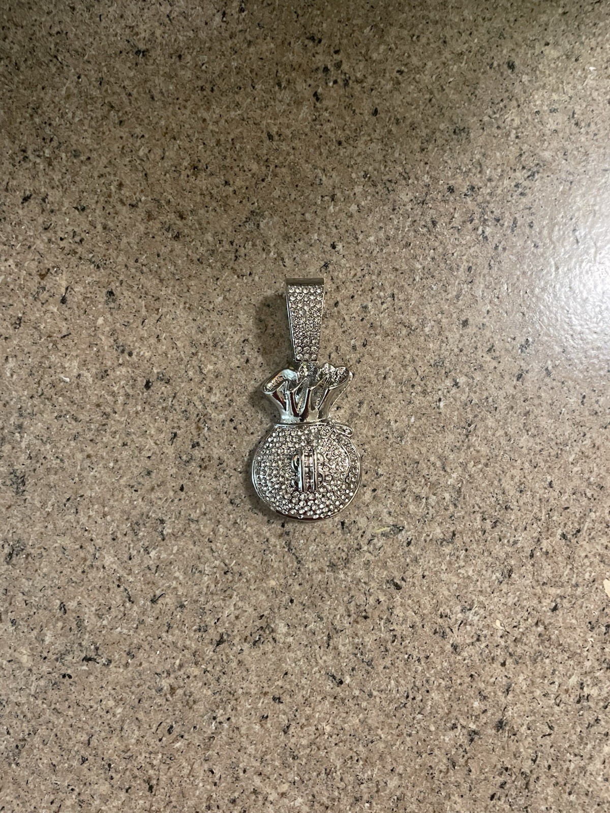 MONEY BAG STERLING SILVER PENDANT MOISSANITE 925 STERLING SILVER