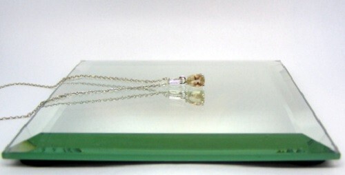 Faceted Oregon Sunstone Necklace Set in S/S, 8 X 5 X 3.5 mm Pear, .80 Carats
