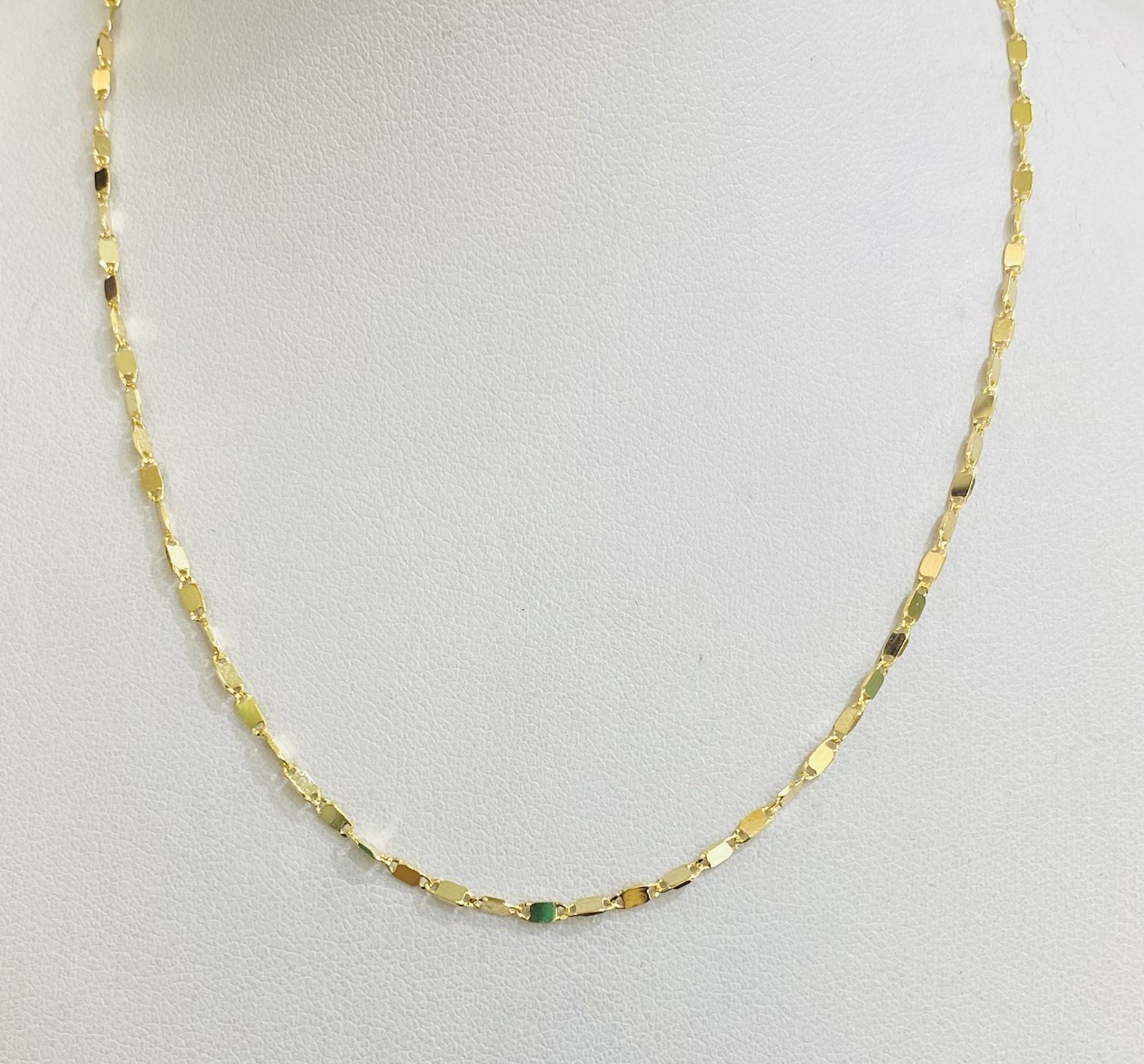 14K Solid Yellow Gold Diamond Cut Link Chain Necklace 17.5Inches (3.15GM)