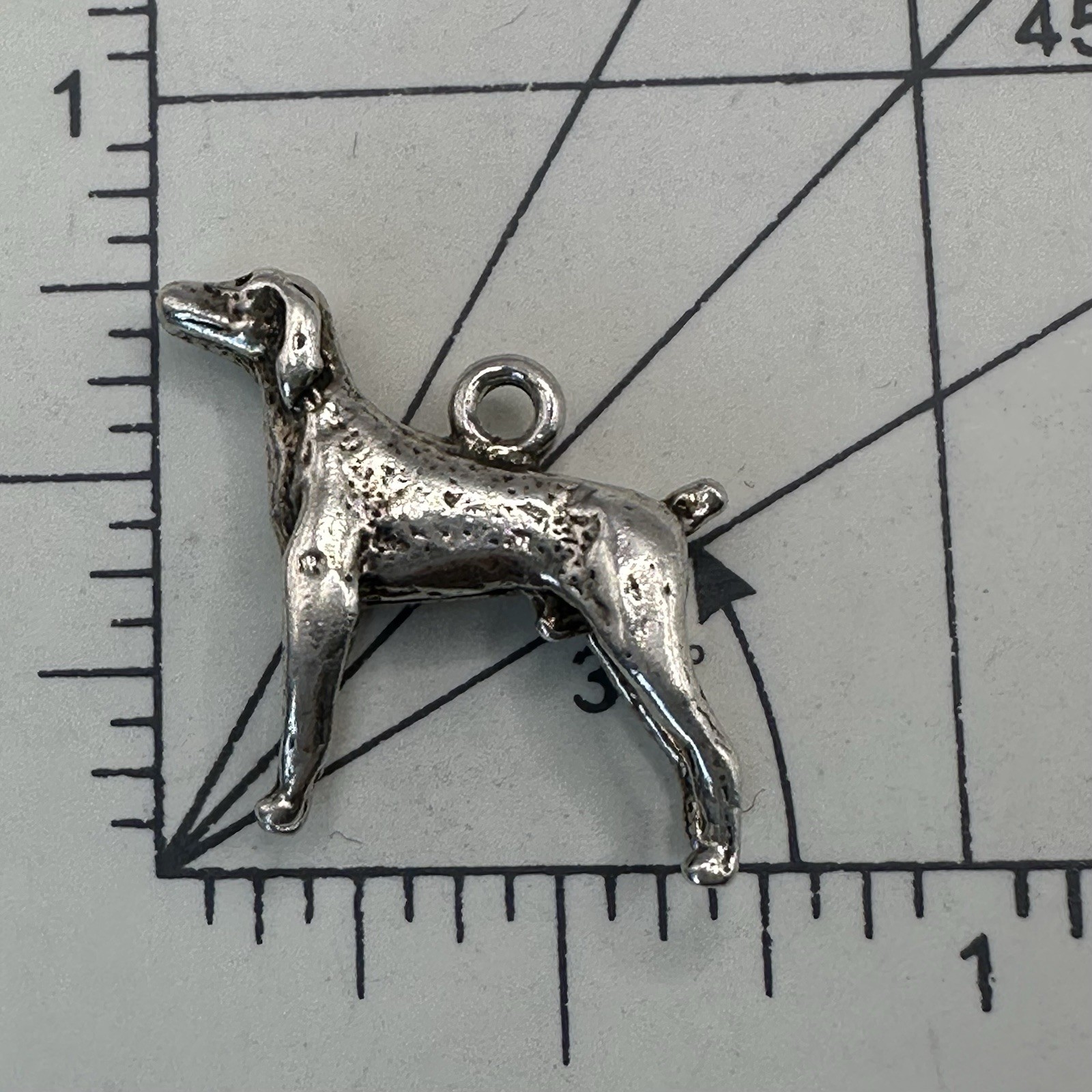 German Shorthaired Pointer Dog Charm Pendant 3D Figural Sterling Silver Hunting