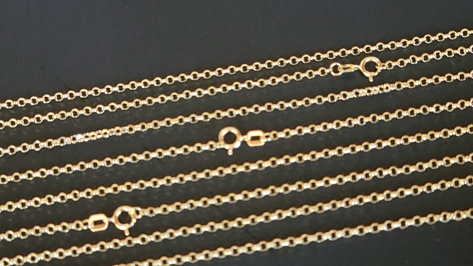 14 k Solid Yellow Gold 2.1 mm Rolo Chain Necklace 16″, 18″, 20″, 22″, 24”.