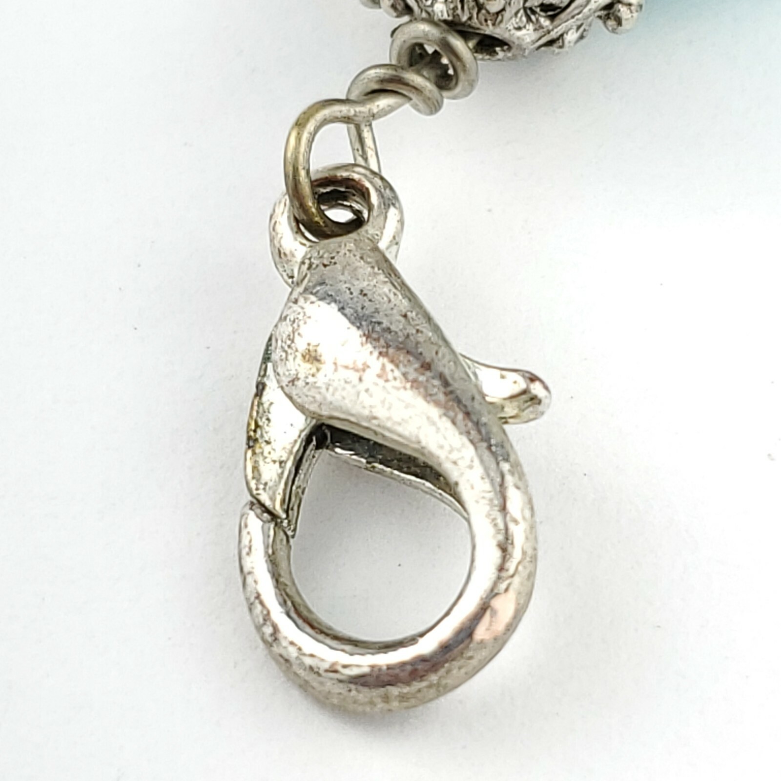 Handmade Turquoise Stone Nugget Charm Pendant Silver Tone Metal Lobster Clasp 2″