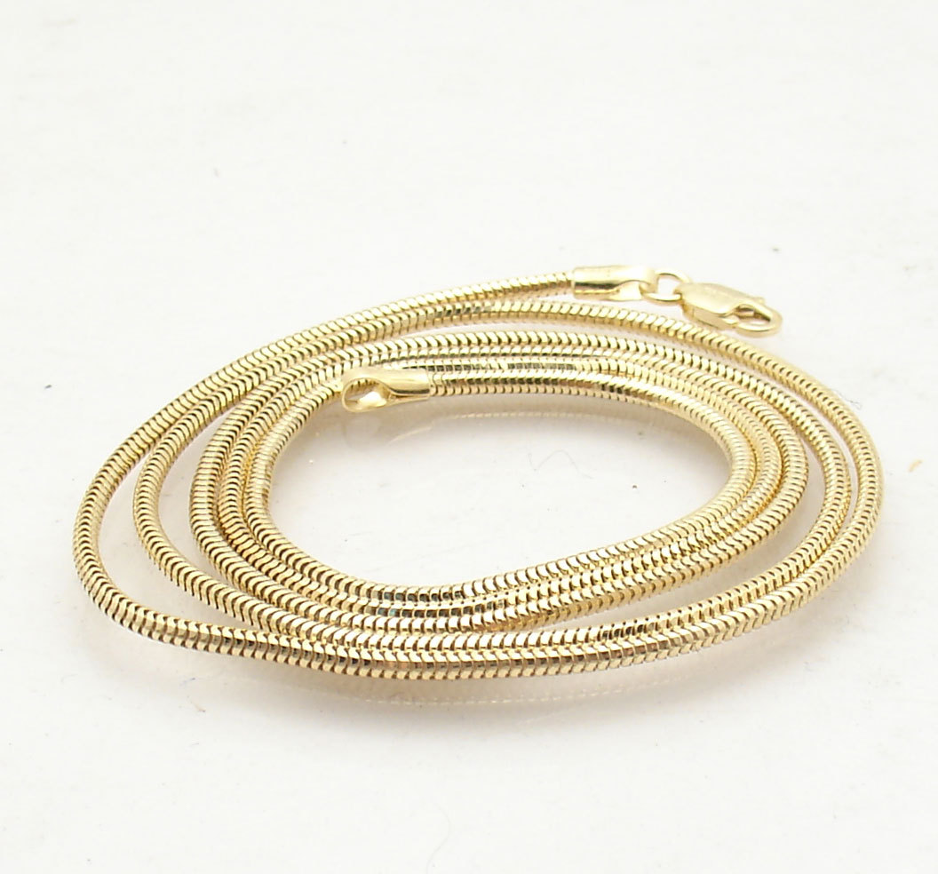 1.6mm Solid Round Snake Chain Necklace Real 14K Yellow Gold ALL LENGTHS