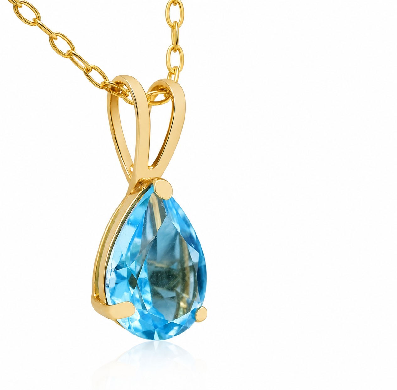 GENUINE 1.10 Cts BLUE TOPAZ PENDANT SOLID 14K GOLD – MADE IN USA -Free Appraisal