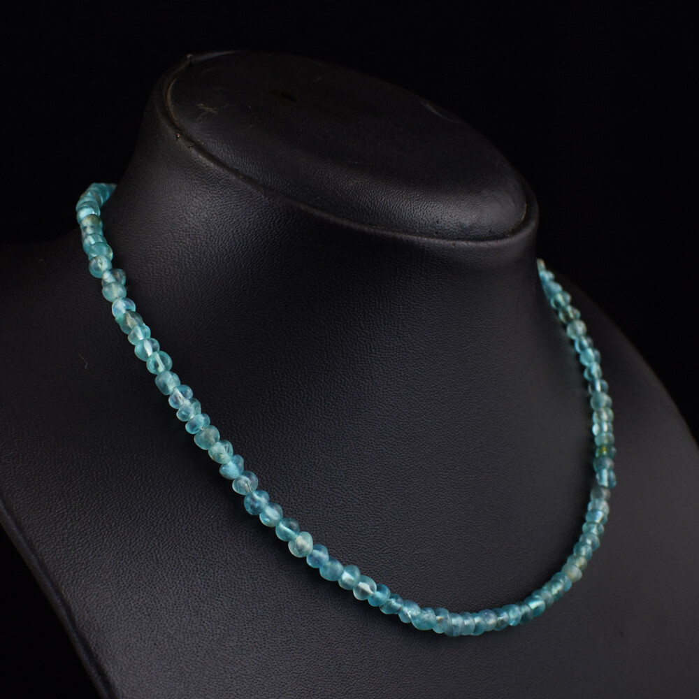 Round Shape 78 Cts Earth Mined Single Strand Aquamarine Beads Necklace SK 19N487