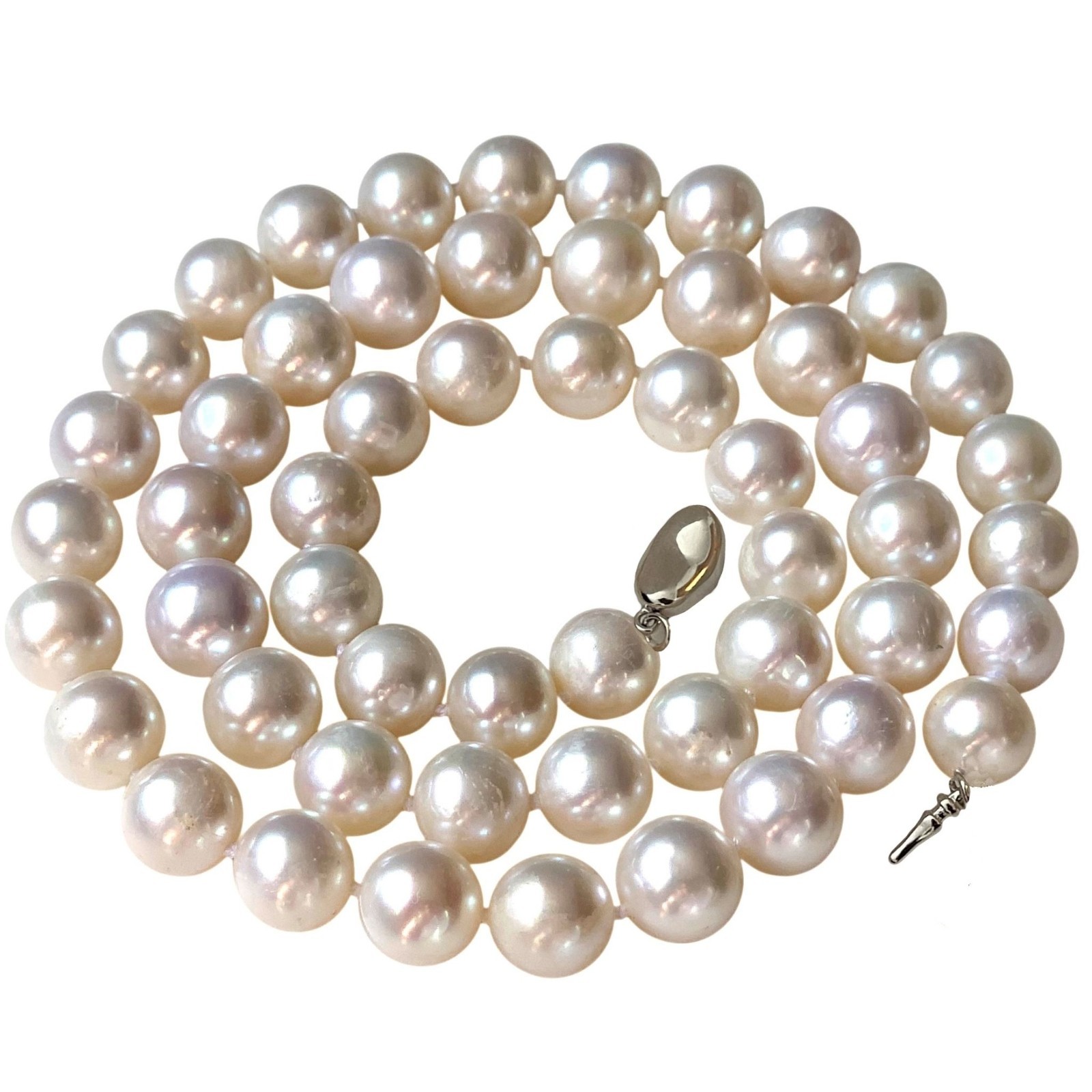 16 18 20″ ROUND White Pearl Strand Necklace Real Cultured Freshwater Jewelry