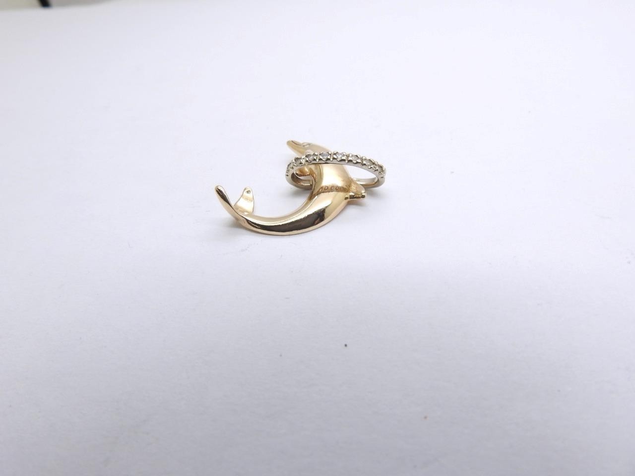 14K Multi Tone Gold Diamond Jumping Dolphin Pendant 4.5 Grams
