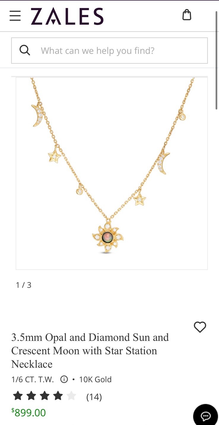 ZALES New Opal & Diamond Sun Moon Stars Necklace Celestial Charms