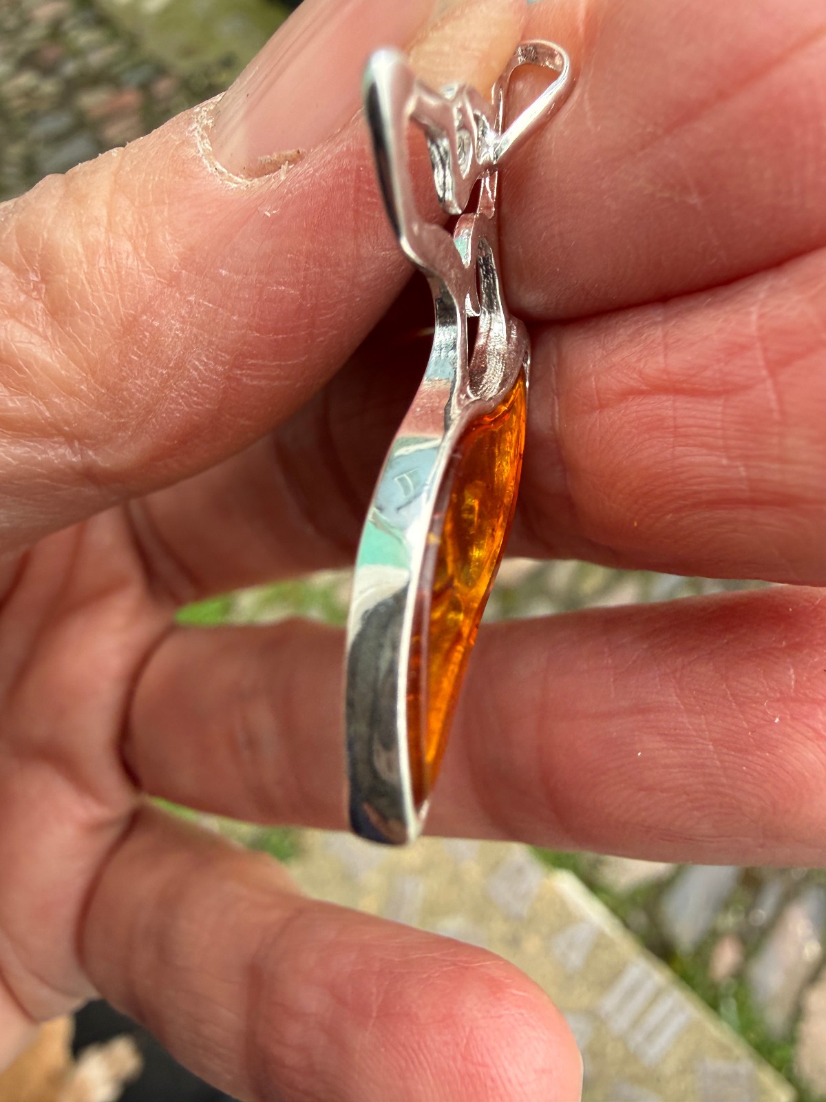 German Shepherd Dog Amber Pendant Crystal Fossil 925 Silver Lithuanian genuine