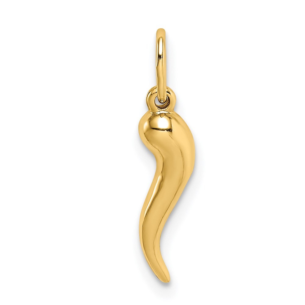 14k Yellow Gold Hollow Italian Horn Pendant Gift for Mother