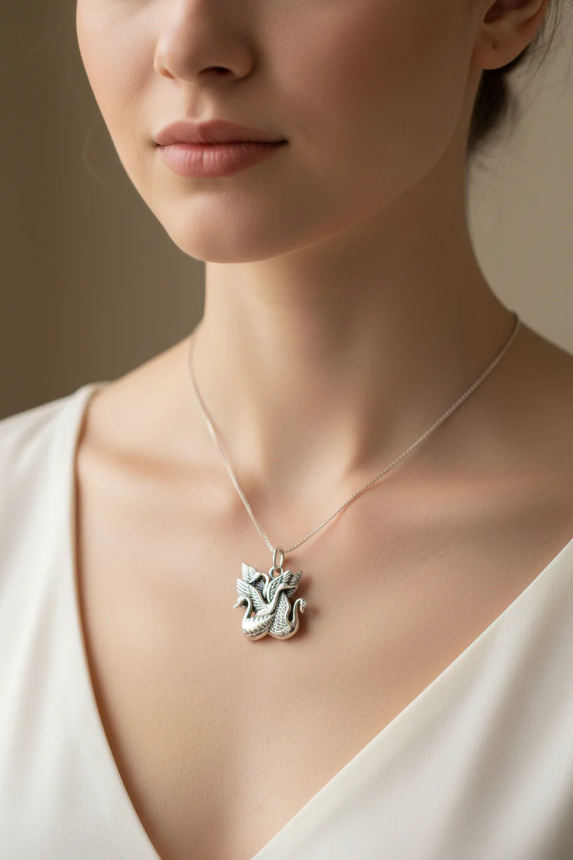 Irish Children of Lir Swan Necklace in Sterling Silver 925 Ladies Bird Pendant