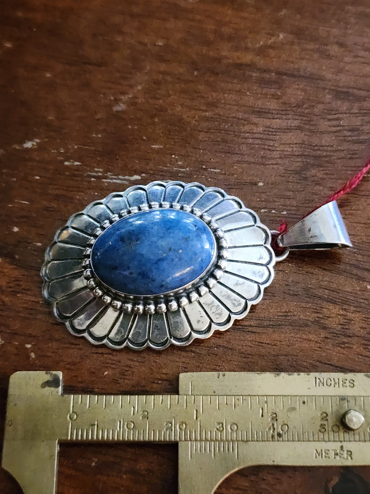 Lorenzo James Navajo Lapiz Lazuli Pendant Sterling Silver .925 Handmade Signed