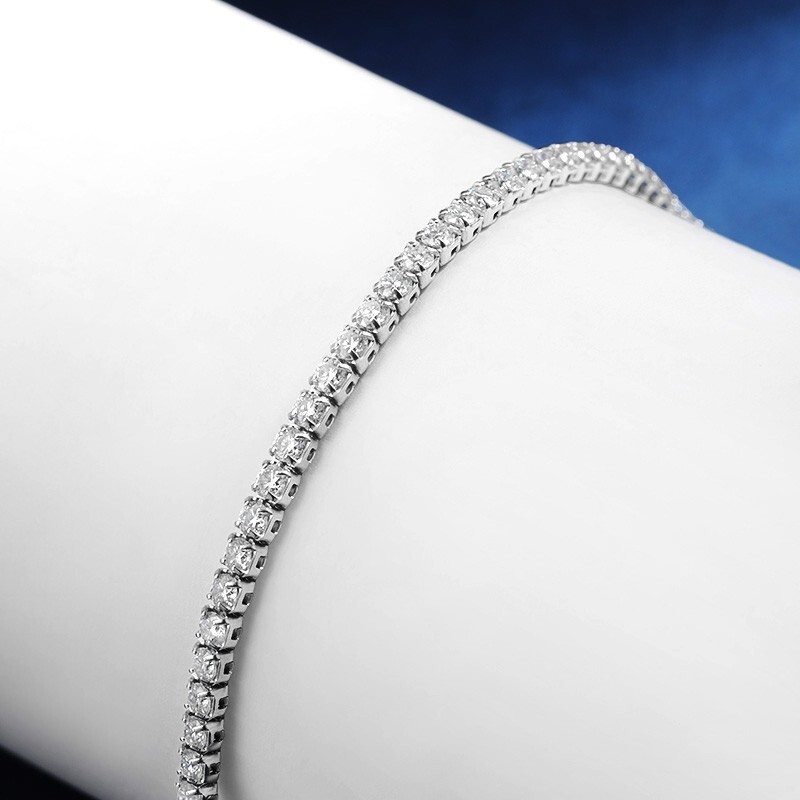 2mm Round Cut Moissanite Women Tennis Necklace Choker 18K White Gold Plated GRA