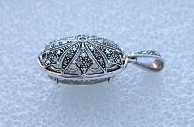 Reversible Prasiolite Diamond Sterling Silver 925 Pendant Michelle Albala