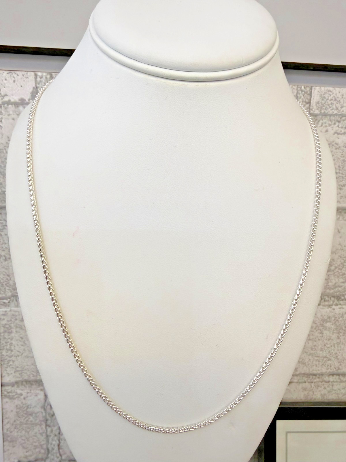 925 Sterling Silver Wheat Chain Necklace 21in.