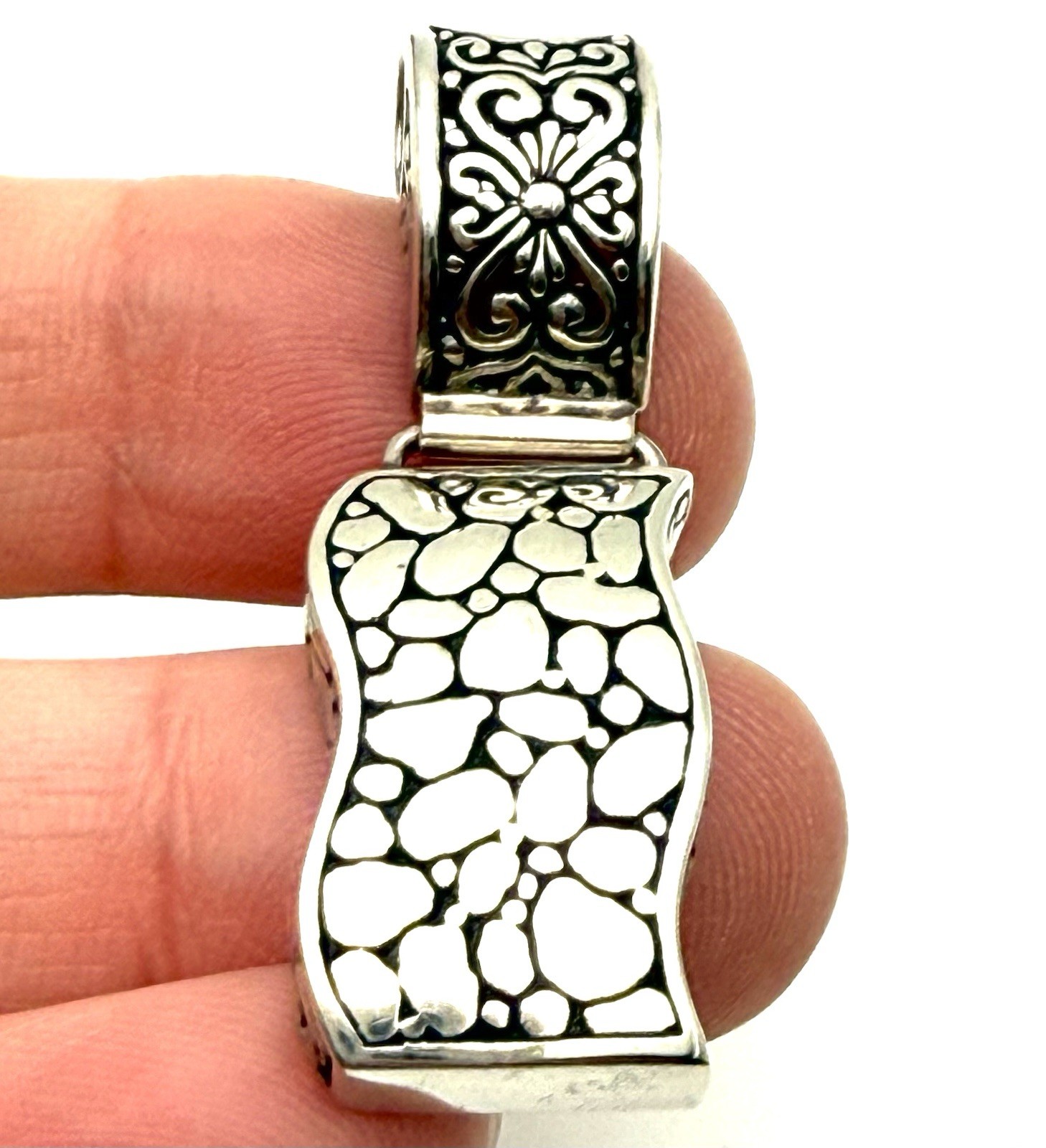 SARDA Sterling Silver Pendant Jewelry Watermark BALI Asymmetrical 925 – 1.75”