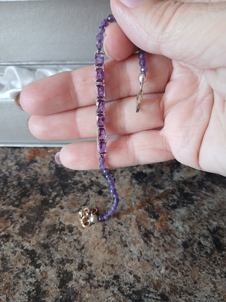 African Amethyst gemstone 925 SS bracelet, jewelry , 10. 10 ctw, Retail $149.95,
