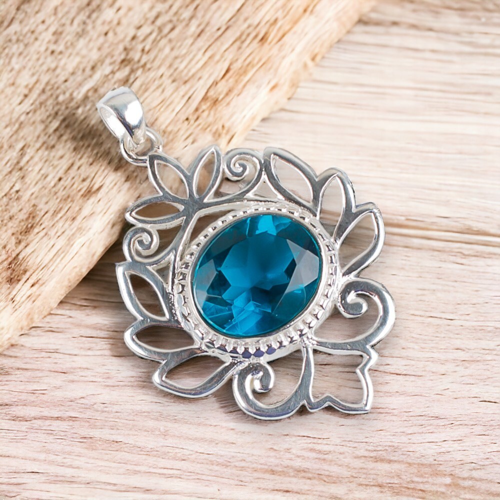 Apatite Gemstone Sterling Silver Jewelry Pendant Dainty 1.48″ For Wadding Gifts