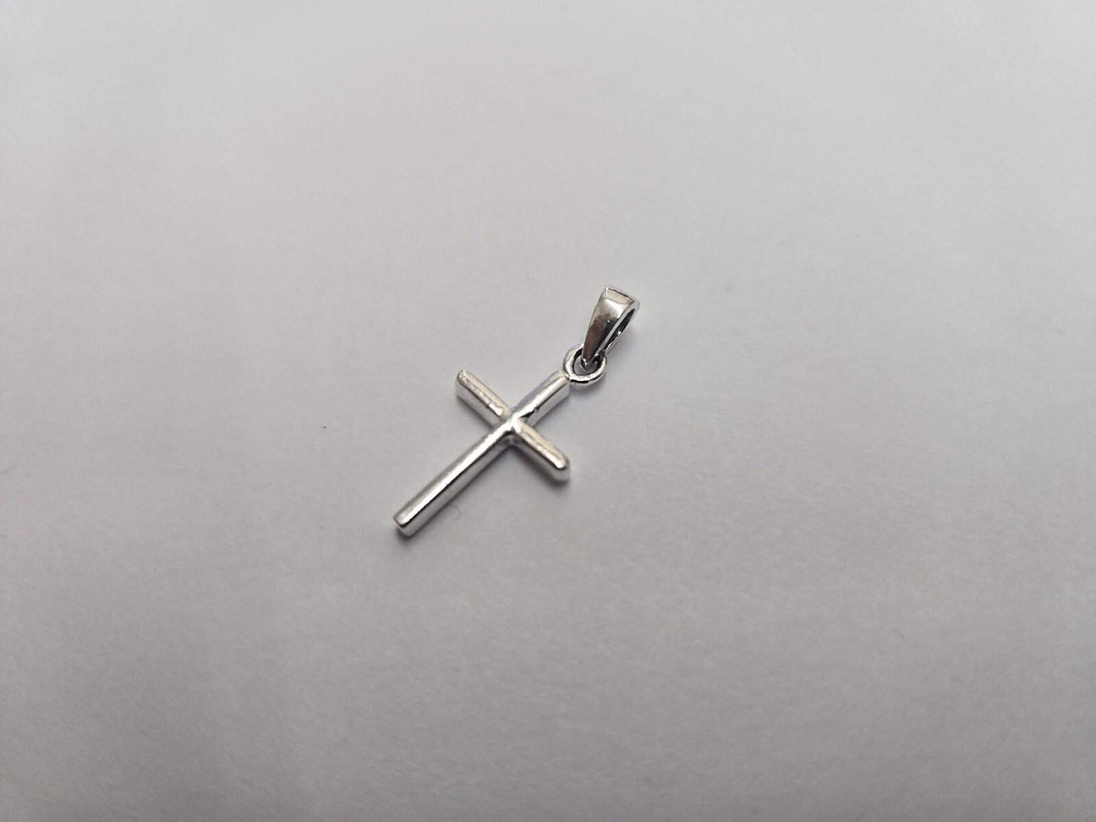925 Sterling Silver Plain Beveled Cross Pendant 1 1/2 Inch (38mm) Tall