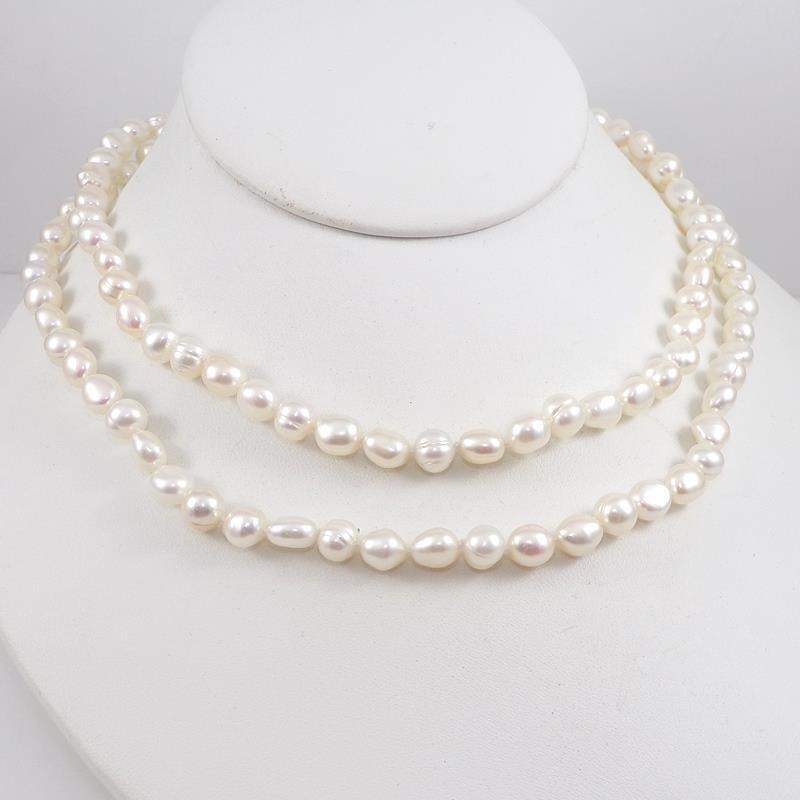 Honora Sterling Silver White Pearl Strand String Necklace LONG 36″ LHC3