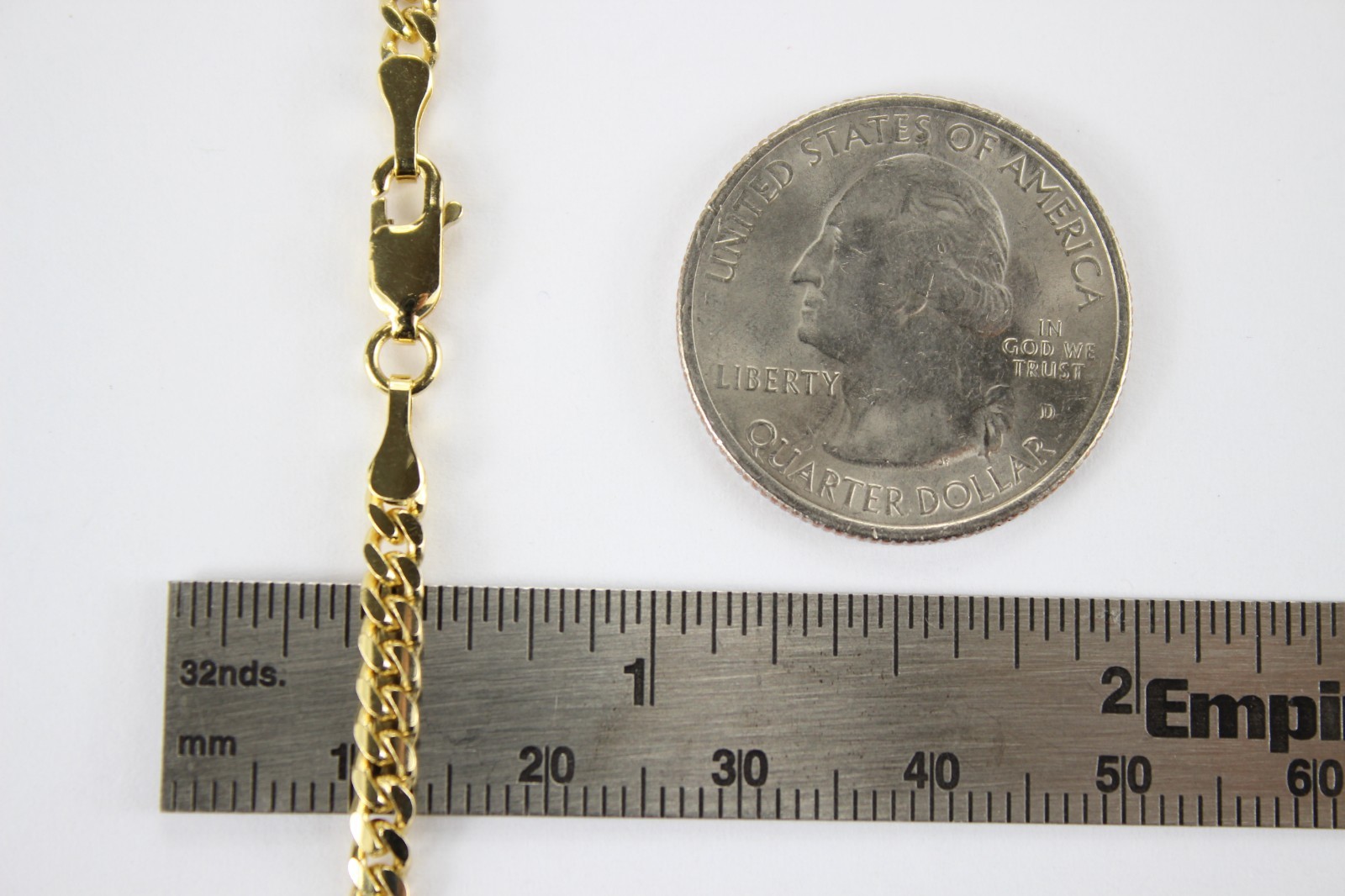 18K Solid Yellow Gold Miami Cuban Link Chain Necklace Men 2.5mm-4mm Size 18″~24″