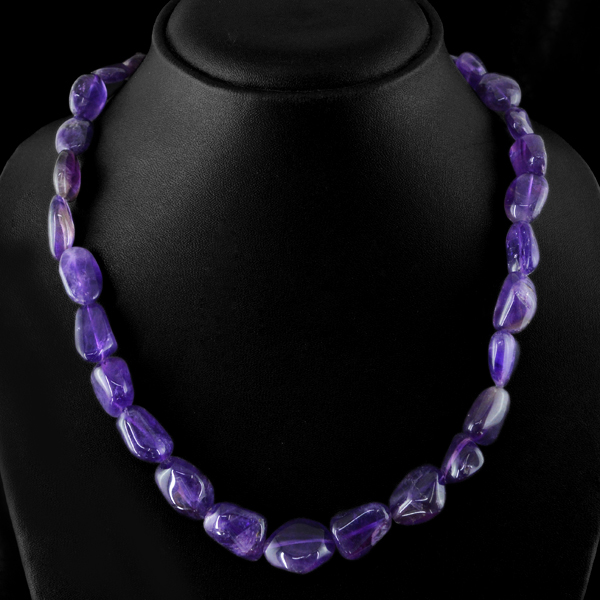 TOP MOST DEMANDED 325.65 CTS NATURAL BOLIVIAN AMETHYST UNTREATED BEADS NECKLACE