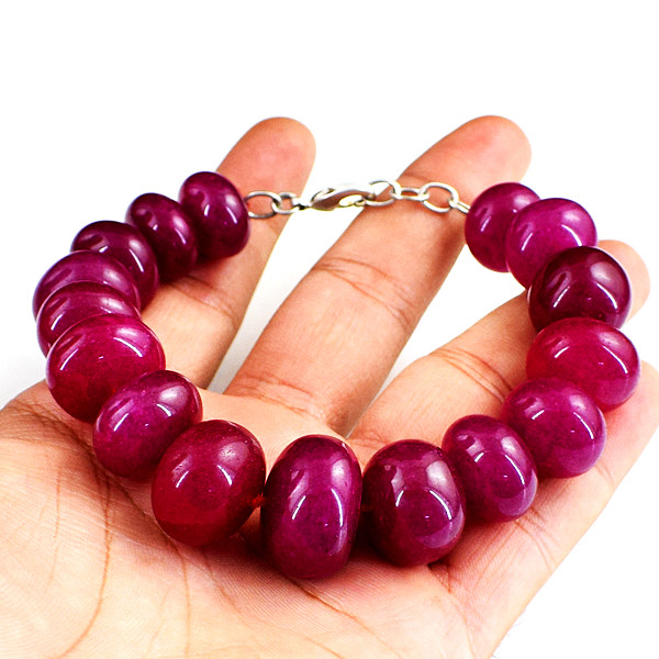Genuine 505.00 Cts ENHANCED Ruby Round Shape Beads Bracelet NK 13-MF7