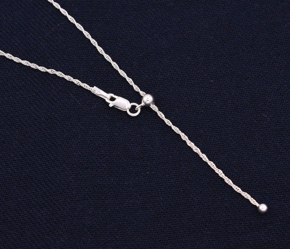 1.2mm Adjustable Twisted Rope Chain Necklace REAL Sterling Silver Up To 24″