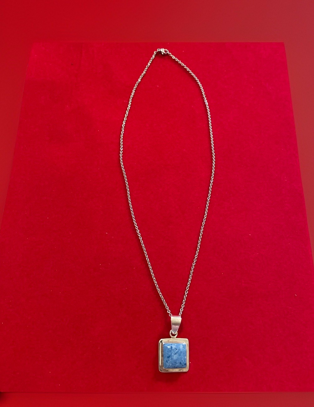Ladies Sterling Silver 925 Mexico Lapis Lazuli Pendant And Chain