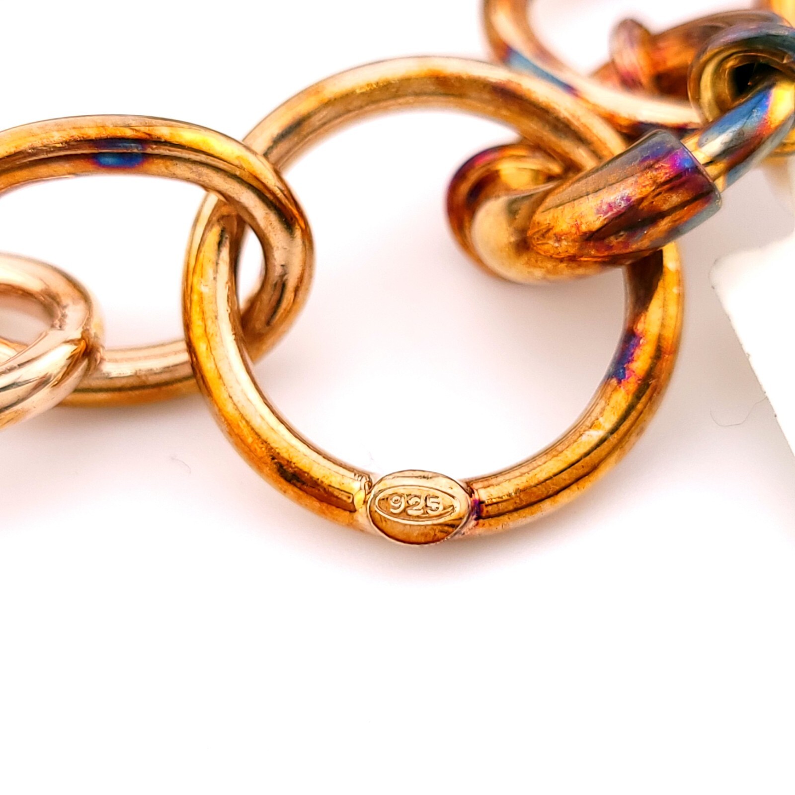 Daniel W. Danwak Sterling Silver Rose Gold Tone Large Chain Link 32″ In Necklace