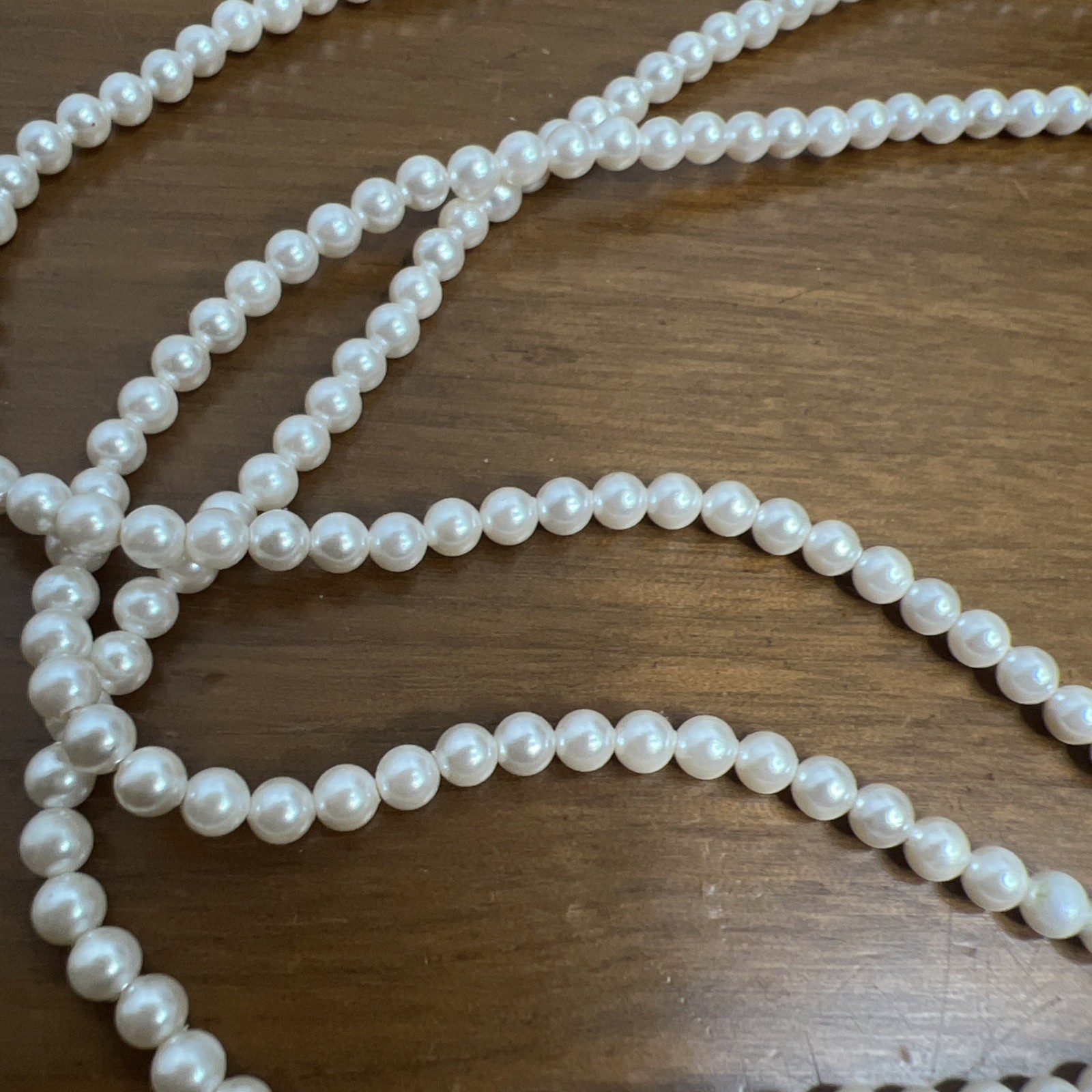German Vintage G Silver 3 Strand Small Pearl Necklace Faux? ~ 19 Inch