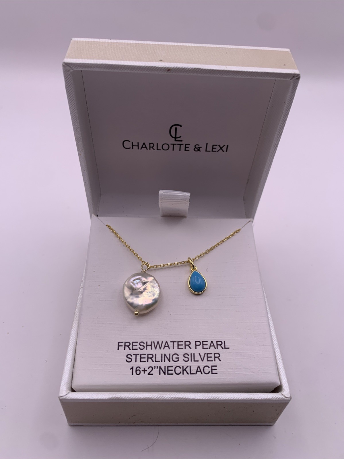 Yellow metal Necklace 18” New In Box Charlotte & Lexi