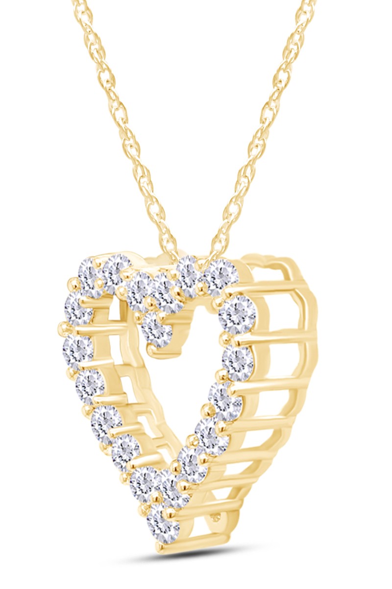 1.40 Ct Heart Pendant Lab Grown Diamond Necklace 14K Yellow Gold G-H VS-SI