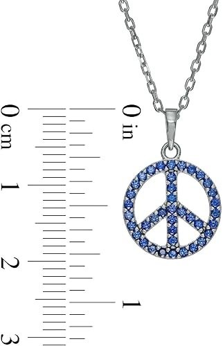 925 Silver 1.00 Ct Lab Created Sapphire Peace Sign Pendant 14k White Gold Plated